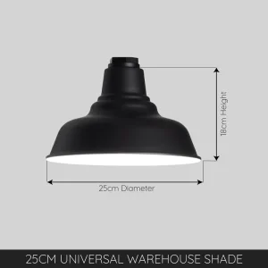 Small Semi-Deepbowl Warehouse Shade in Black on Grey Background