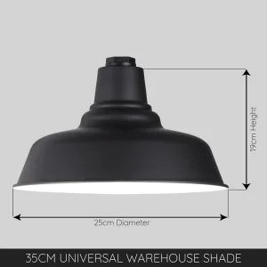 Large Semi-Deepbowl Warehouse Shade in Black on Grey Background