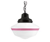 35cm Schoolhouse Industrial Chain Hung Light in Black Ace w/ Pink Bands